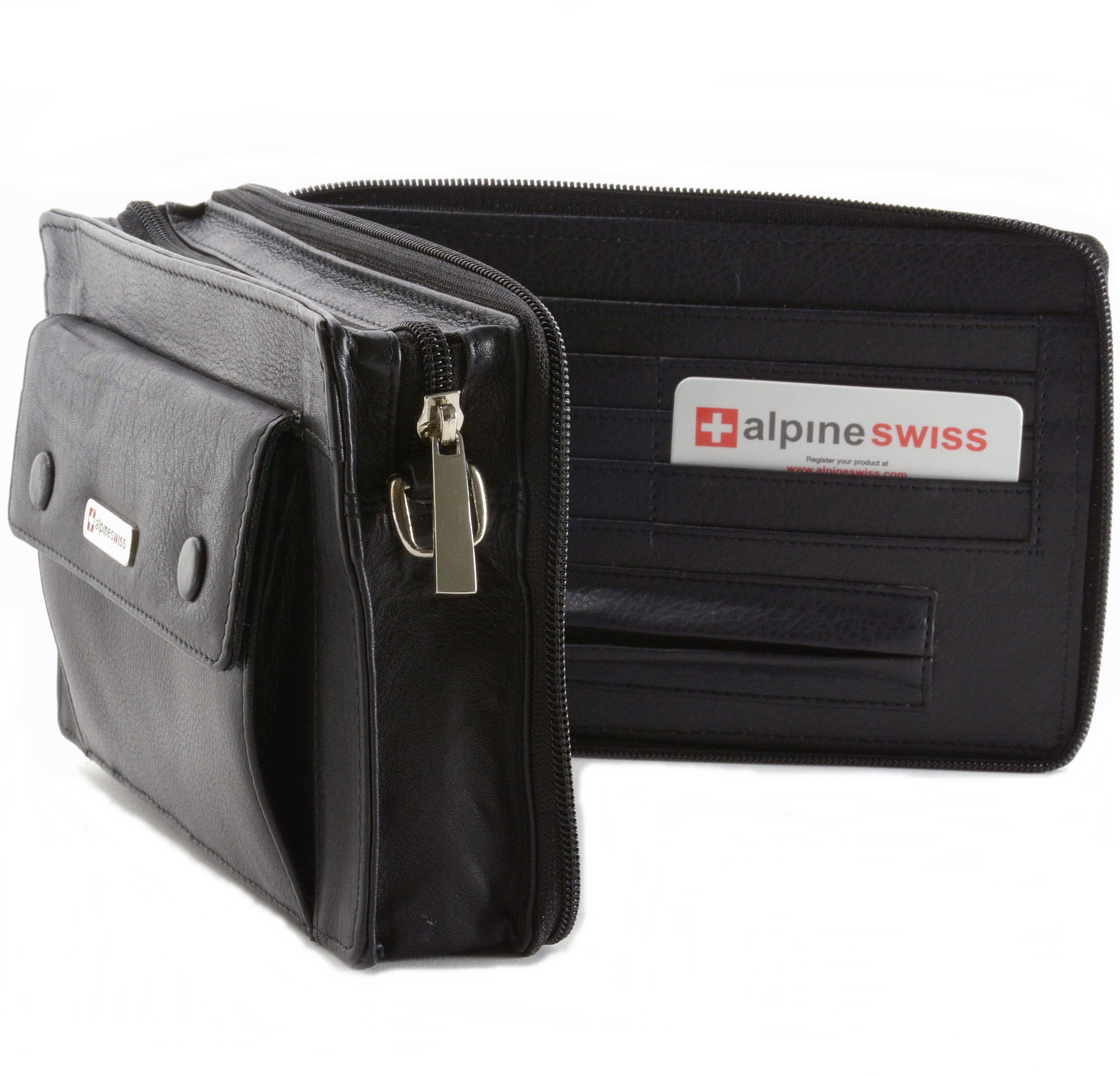 Alpine Swiss Men's RFID Blocking Leather Clutch Bag Travel Case Wallet